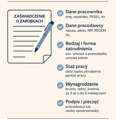 dokumenty do kredytu zaświadczenie