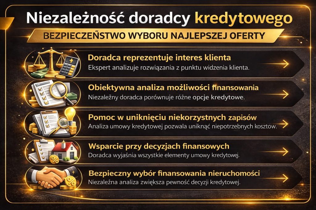 Kredyt mieszkaniowy dla młodych – niezależny doradca kredytowy zapewnia obiektywną analizę ofert, bezpieczeństwo wyboru finansowania oraz pomoc w uniknięciu niekorzystnych zapisów w umowie kredytowej