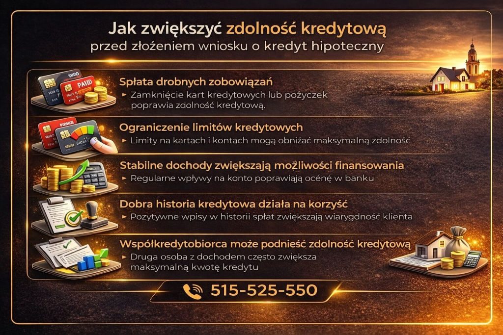 Kredyt hipoteczny dla młodych – jak zwiększyć zdolność kredytową przed złożeniem wniosku, wpływ spłaty zobowiązań, historii kredytowej oraz współkredytobiorcy na maksymalną kwotę finansowania