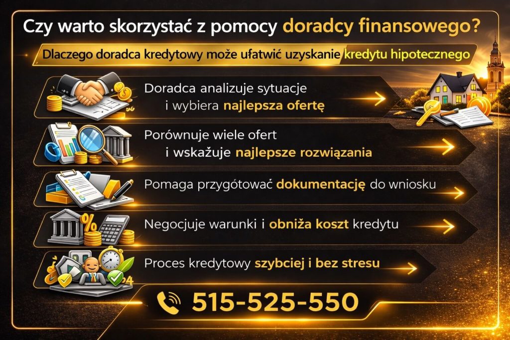 Wsparcie eksperta przy kredycie mieszkaniowym dla wojskowych obejmuje analizę ofert, negocjacje warunków oraz pomoc w przygotowaniu dokumentów, co pozwala obniżyć koszty kredytu i zwiększyć bezpieczeństwo całego procesu finansowego