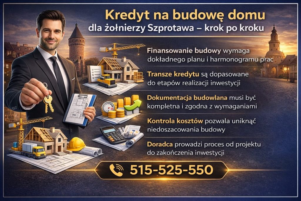 Kredyt hipoteczny dla żołnierzy Szprotawa na budowę domu – finansowanie inwestycji krok po kroku, kontrola kosztów, harmonogram prac, transze kredytu oraz wsparcie doradcy w całym procesie realizacji budowy