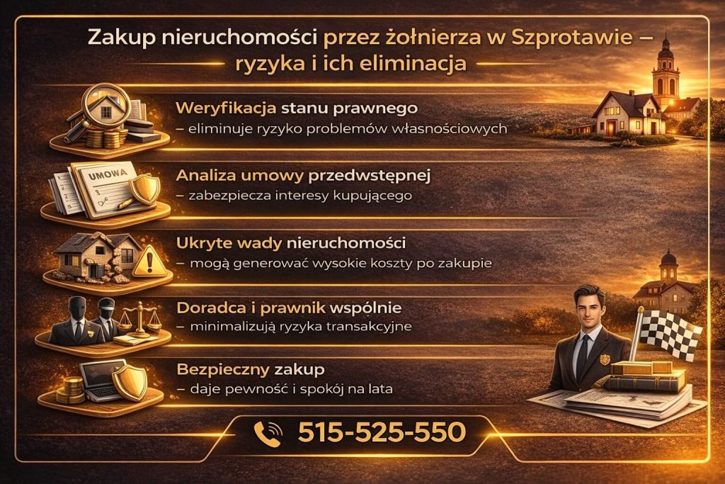 Kredyt hipoteczny dla żołnierzy Szprotawa – zakup nieruchomości bez ryzyka, weryfikacja stanu prawnego, analiza umowy przedwstępnej oraz identyfikacja ukrytych wad nieruchomości z pomocą doradcy i prawnika