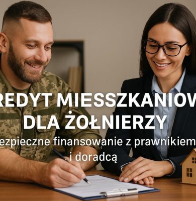 Żołnierz podpisujący umowę kredytu mieszkaniowego z doradcą