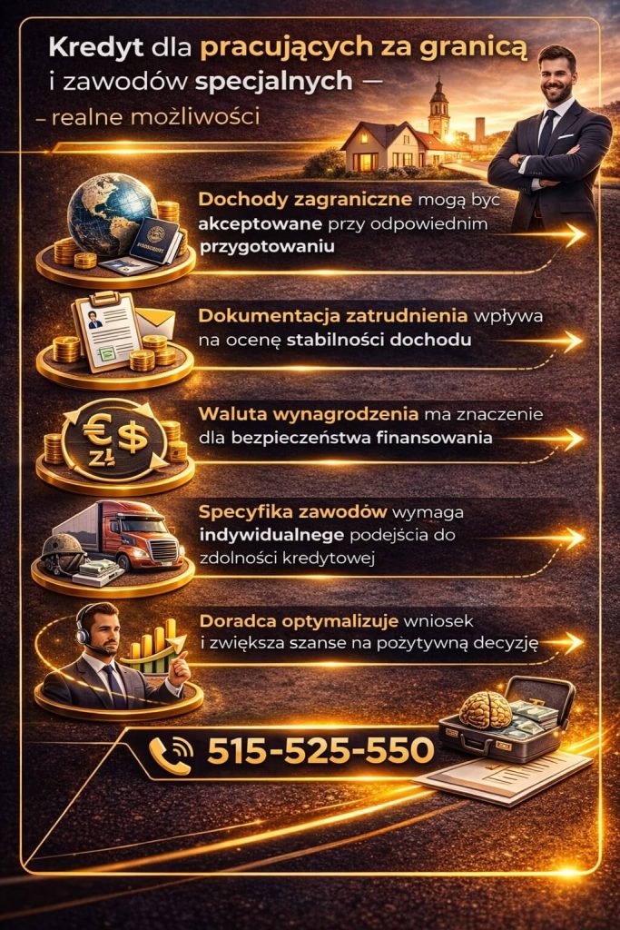 Infografika dotycząca specjalnych grup pracujących osób pracujących za granicą - kierowców i innych