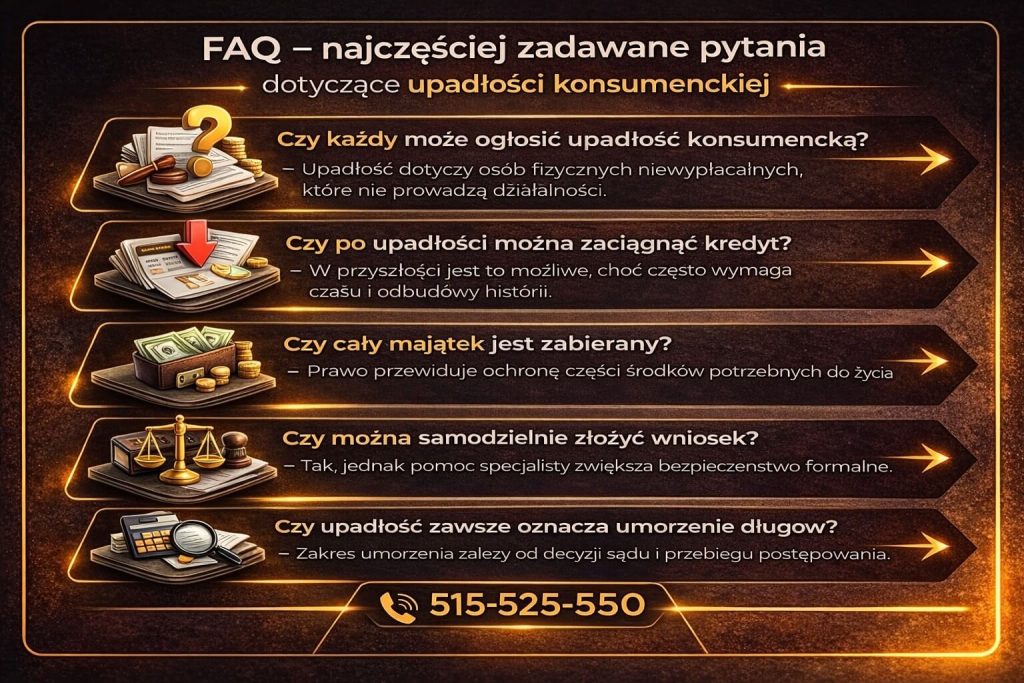 Pomoc w oddłużaniu i upadłości konsumenckiej – kontakt z ekspertem. Grafika prezentuje bezpłatną analizę sytuacji finansowej, wsparcie w dokumentach oraz indywidualne podejście do każdego klienta zadłużonego.